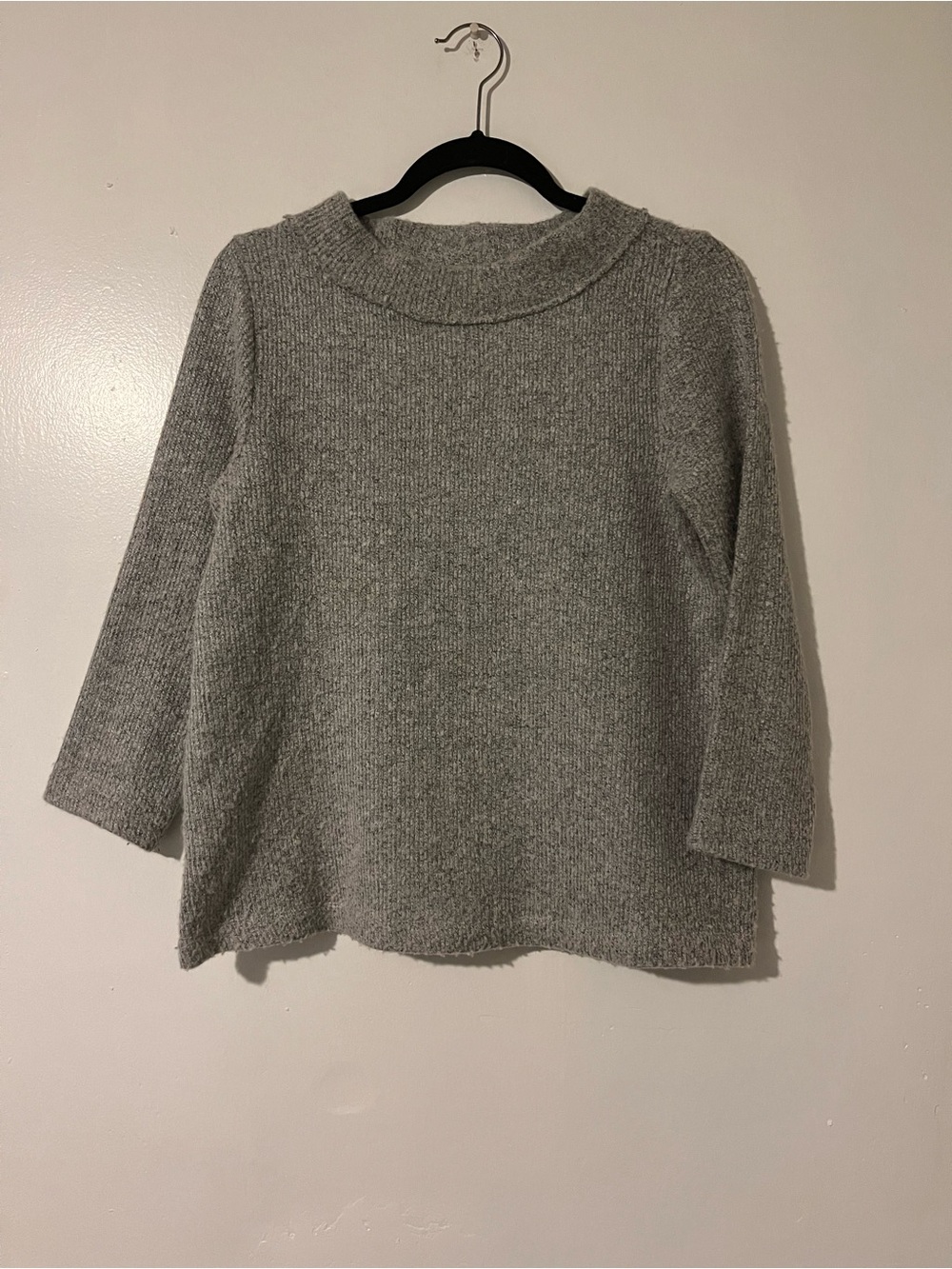 LOFT Gray Cowl-Neck Knit Sweater